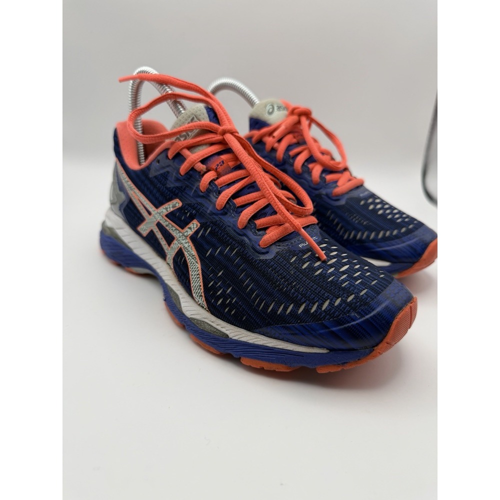 Asics Gel-Kayano 23 Women's Running Shoes Blue Silver Flash Coral Size 6.5